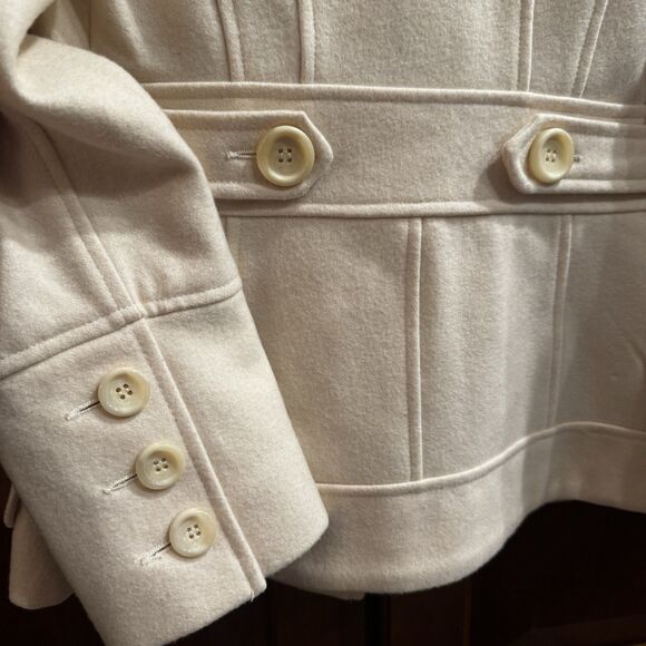Guess Women’s Wool Blend Cream Pea Coat Double Breasted Size Small - Picture 5 of 16